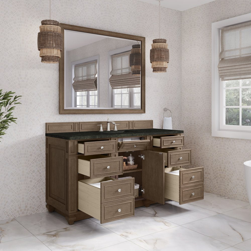 James Martin - Bristol 60" Single Vanity Whitewashed Walnut, w/ 3 CM Phantome Eclos Top - 157-V60S-WW-3PHT view 4