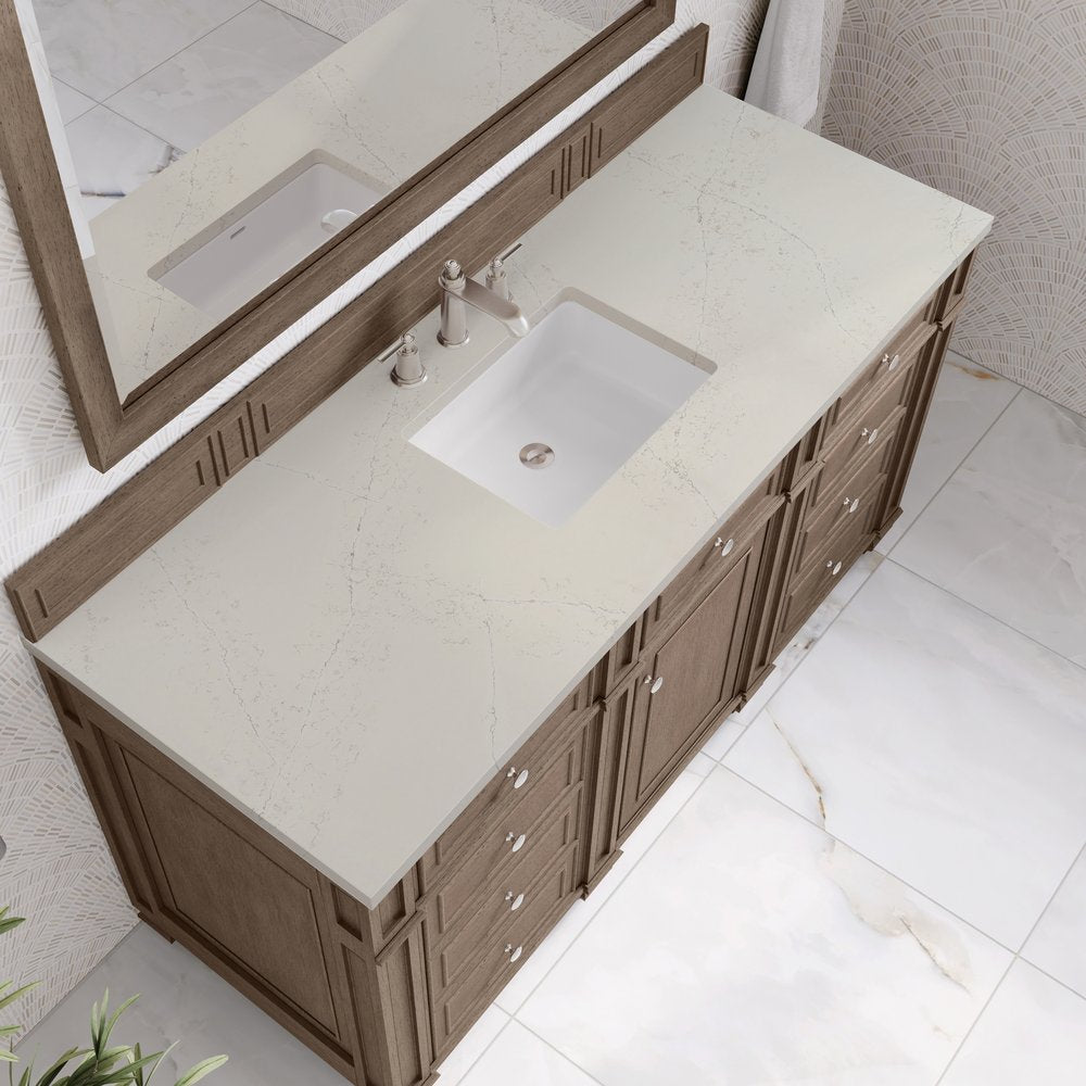 James Martin - Bristol 60" Single Vanity Whitewashed Walnut, w/ 3 CM Siberian Silestone Top - 157-V60S-WW-3SFR view 5