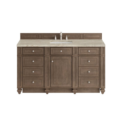 James Martin - Bristol 60" Single Vanity Whitewashed Walnut, w/ 3 CM Tajnar Eclos Top - 157-V60S-WW-3TJR view 1