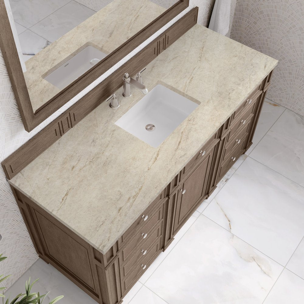 James Martin - Bristol 60" Single Vanity Whitewashed Walnut, w/ 3 CM Tajnar Eclos Top - 157-V60S-WW-3TJR view 5