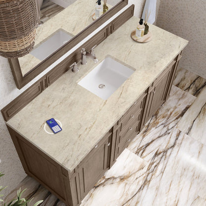 James Martin - Bristol 60" Single Vanity Whitewashed Walnut, w/ 3 CM Tajnar Eclos Top w/FreePower Wireless Charger - 157-V60S-WW-FTJR view 5