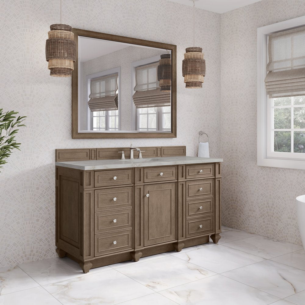 James Martin - Bristol 60" Single Vanity, Whitewashed Walnut w/ 3 CM Victorian Silver Silestone Top - 157-V60S-WW-3VSL view 3