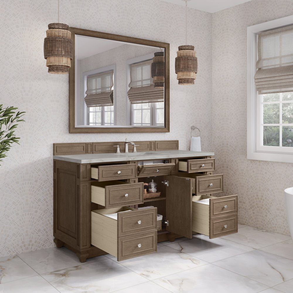 James Martin - Bristol 60" Single Vanity, Whitewashed Walnut w/ 3 CM Victorian Silver Silestone Top - 157-V60S-WW-3VSL view 4