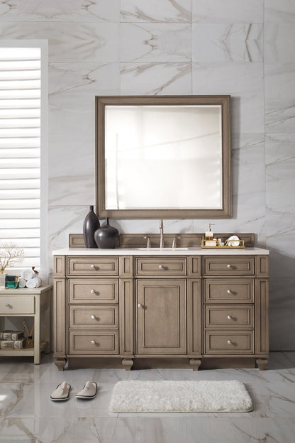 James Martin - Bristol 60" Single Vanity, Whitewashed Walnut w/ 3 CM White Zeus Silestone Top - 157-V60S-WW-3WZ view 2