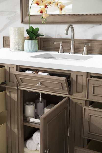 James Martin - Bristol 60" Single Vanity, Whitewashed Walnut w/ 3 CM White Zeus Silestone Top - 157-V60S-WW-3WZ view 3