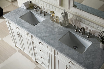 James Martin - Bristol 72" Double Vanity, Bright White w/ 3 CM Carrara Marble Top - 157-V72-BW-3CAR view 5