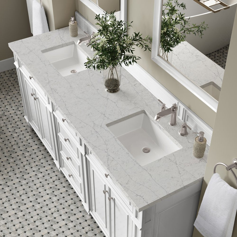 James Martin - Bristol 72" Double Vanity, Bright White w/ 3 CM Eternal Jasmine Pearl Silestone Top - 157-V72-BW-3EJP view 5
