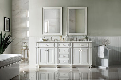 James Martin - Bristol 72" Double Vanity, Bright White w/ 3 CM Eternal Jasmine Pearl Silestone Top w/FreePower Wireless Charger - 157-V72-BW-FEJP view 3