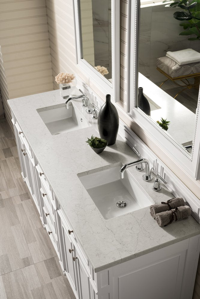 James Martin - Bristol 72" Double Vanity, Bright White w/ 3 CM Eternal Jasmine Pearl Silestone Top w/FreePower Wireless Charger - 157-V72-BW-FEJP view 4