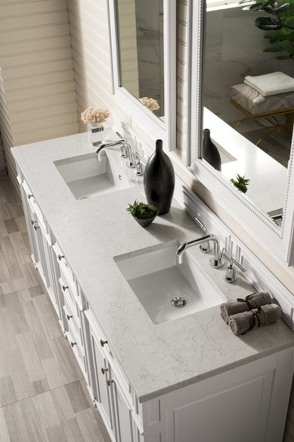James Martin - Bristol 72" Double Vanity, Bright White w/ 3 CM Eternal Jasmine Pearl Silestone Top w/FreePower Wireless Charger - 157-V72-BW-FEJP view 4
