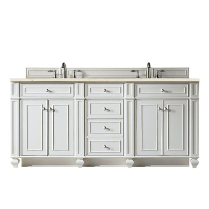 James Martin - Bristol 72" Double Vanity, Bright White w/ 3 CM Eternal Marfil Silestone Top - 157-V72-BW-3EMR view 1