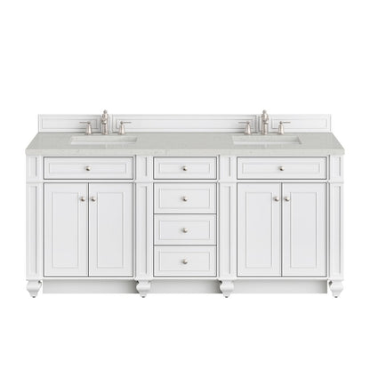 James Martin - Bristol 72" Double Vanity, Bright White w/ 3 CM Lime Delight Silestone Top - 157-V72-BW-3LDL view 1
