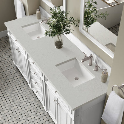 James Martin - Bristol 72" Double Vanity, Bright White w/ 3 CM Lime Delight Silestone Top - 157-V72-BW-3LDL view 5
