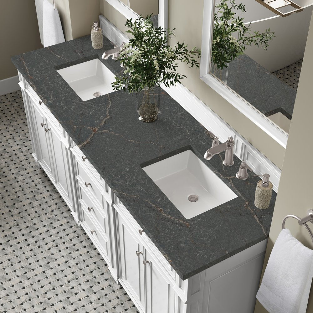 James Martin - Bristol 72" Double Vanity, Bright White w/ 3 CM Parisien Bleu Silestone Top - 157-V72-BW-3PBL view 6
