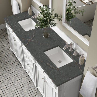James Martin - Bristol 72" Double Vanity, Bright White w/ 3 CM Parisien Bleu Silestone Top - 157-V72-BW-3PBL view 6