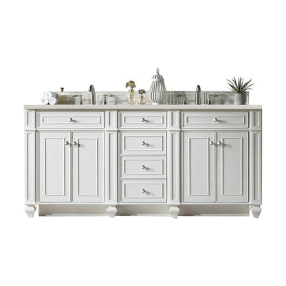 James Martin - Bristol 72" Double Vanity, Bright White w/ 3 CM Parisien Bleu Silestone Top w/FreePower Wireless Charger - 157-V72-BW-FPBL view 1