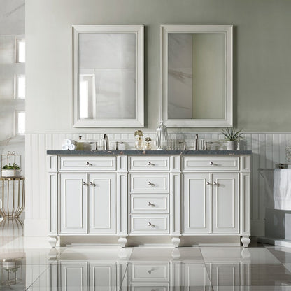 James Martin - Bristol 72" Double Vanity, Bright White w/ 3 CM Parisien Bleu Silestone Top w/FreePower Wireless Charger - 157-V72-BW-FPBL view 3