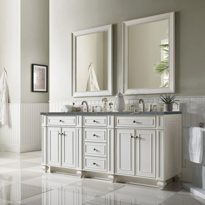 James Martin - Bristol 72" Double Vanity, Bright White w/ 3 CM Parisien Bleu Silestone Top w/FreePower Wireless Charger - 157-V72-BW-FPBL view 4