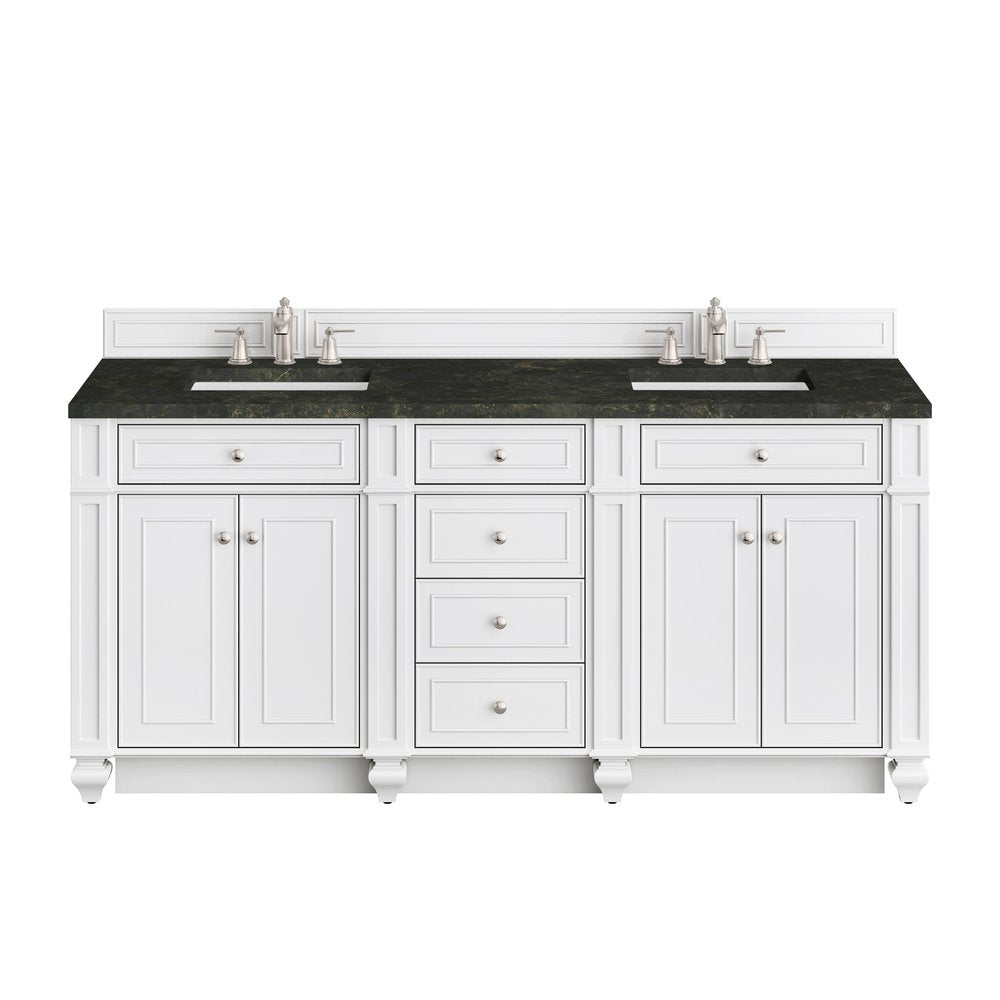 James Martin - Bristol 72" Double Vanity, Bright White, w/ 3 CM Phantome Eclos Top - 157-V72-BW-3PHT view 1