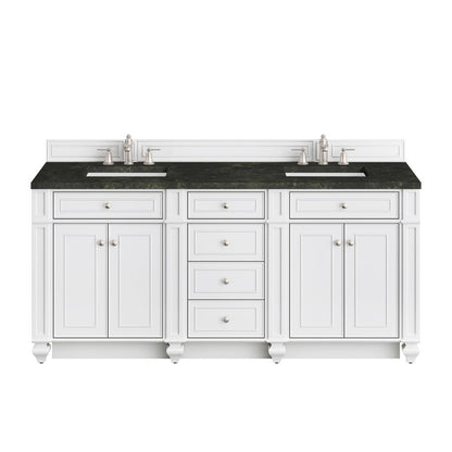 James Martin - Bristol 72" Double Vanity, Bright White, w/ 3 CM Phantome Eclos Top - 157-V72-BW-3PHT view 1
