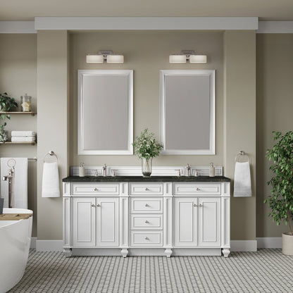 James Martin - Bristol 72" Double Vanity, Bright White, w/ 3 CM Phantome Eclos Top - 157-V72-BW-3PHT view 2