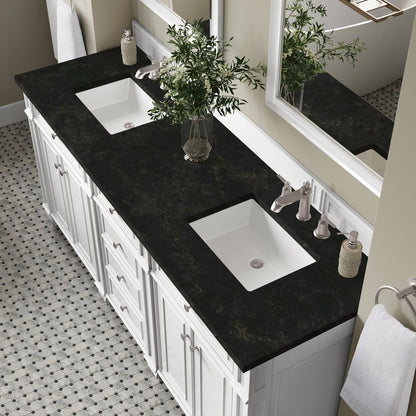 James Martin - Bristol 72" Double Vanity, Bright White, w/ 3 CM Phantome Eclos Top - 157-V72-BW-3PHT view 6