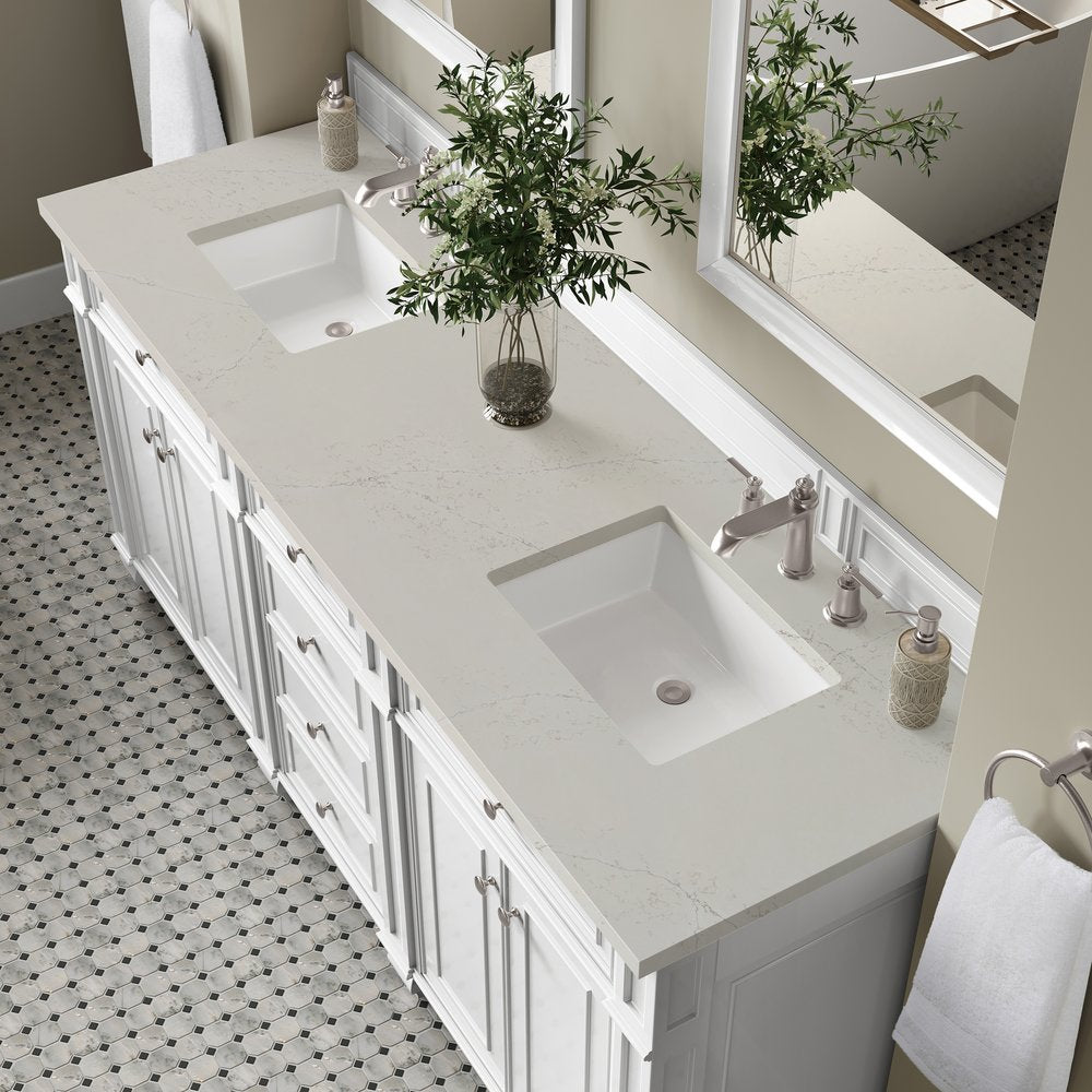 James Martin - Bristol 72" Double Vanity, Bright White, w/ 3 CM Siberian Silestone Top - 157-V72-BW-3SFR view 6