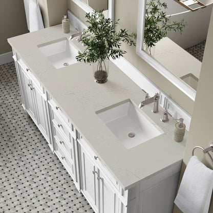 James Martin - Bristol 72" Double Vanity, Bright White, w/ 3 CM Siberian Silestone Top - 157-V72-BW-3SFR view 6