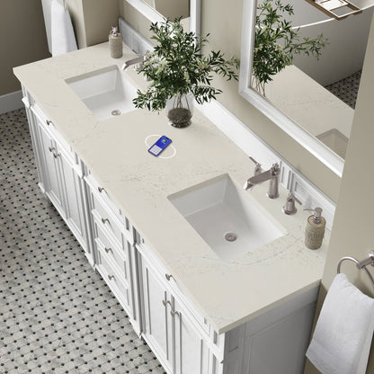 James Martin - Bristol 72" Double Vanity, Bright White, w/ 3 CM Siberian Silestone Top w/FreePower Wireless Charger - 157-V72-BW-FSFR view 6