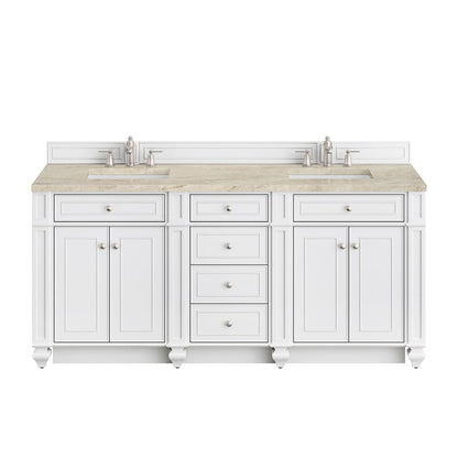 James Martin - Bristol 72" Double Vanity, Bright White, w/ 3 CM Tajnar Eclos Top w/FreePower Wireless Charger - 157-V72-BW-FTJR view 1