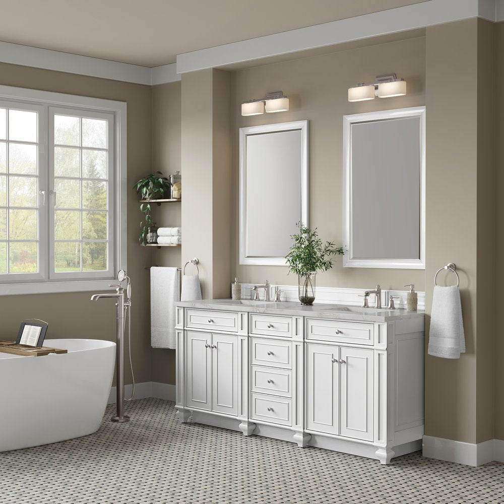 James Martin - Bristol 72" Double Vanity, Bright White w/ 3 CM Victorian Silver Silestone Top - 157-V72-BW-3VSL view 3