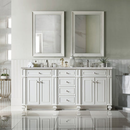 James Martin - Bristol 72" Double Vanity, Bright White w/ 3 CM Victorian Silver Silestone Top w/FreePower Wireless Charger - 157-V72-BW-FVSL view 3