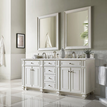 James Martin - Bristol 72" Double Vanity, Bright White w/ 3 CM Victorian Silver Silestone Top w/FreePower Wireless Charger - 157-V72-BW-FVSL view 4