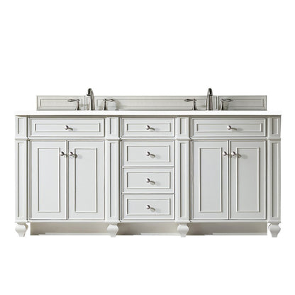 James Martin - Bristol 72" Double Vanity, Bright White w/ 3 CM White Zeus Silestone Top - 157-V72-BW-3WZ view 1