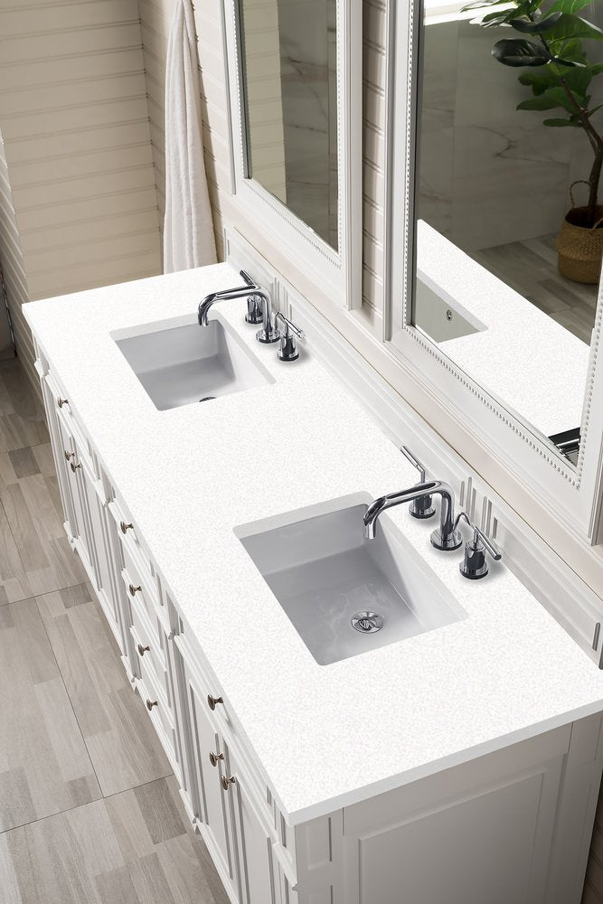 James Martin - Bristol 72" Double Vanity, Bright White w/ 3 CM White Zeus Silestone Top - 157-V72-BW-3WZ view 2