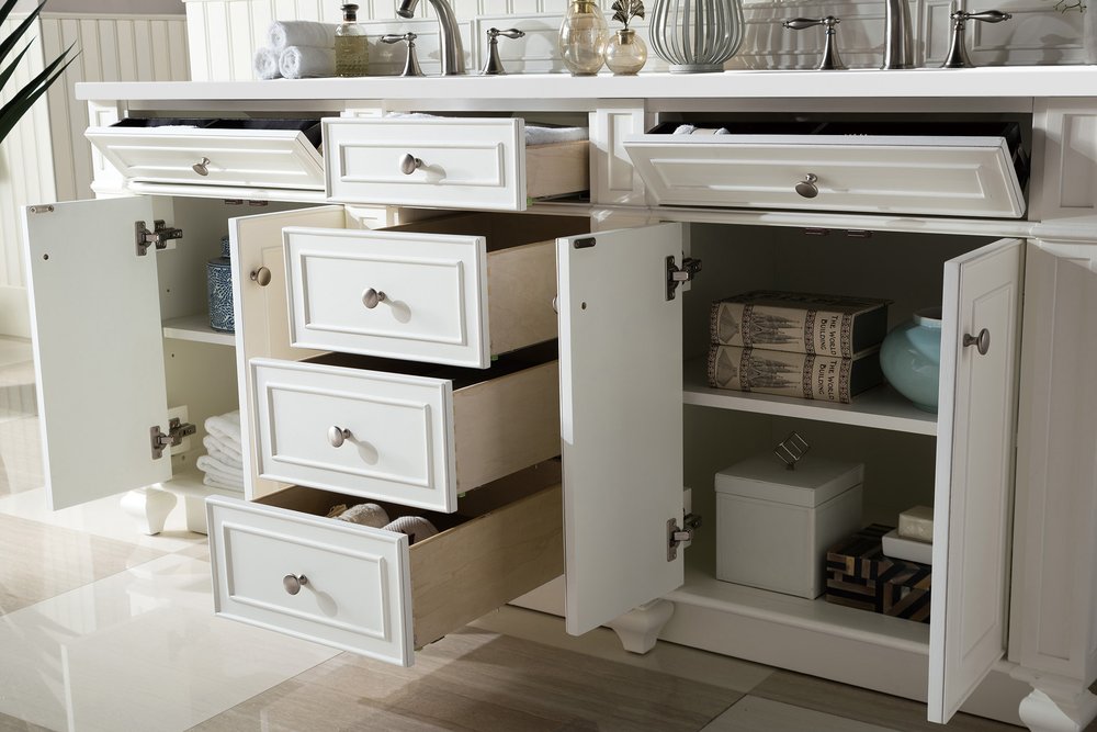 James Martin - Bristol 72" Double Vanity, Bright White w/ 3 CM White Zeus Silestone Top - 157-V72-BW-3WZ view 3
