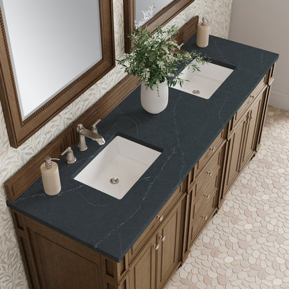 James Martin - Bristol 72" Double Vanity, Saddle Brown w/ 3 CM Charcoal Soapstone Silestone Top - 157-V72-SBR-3CSP view 6