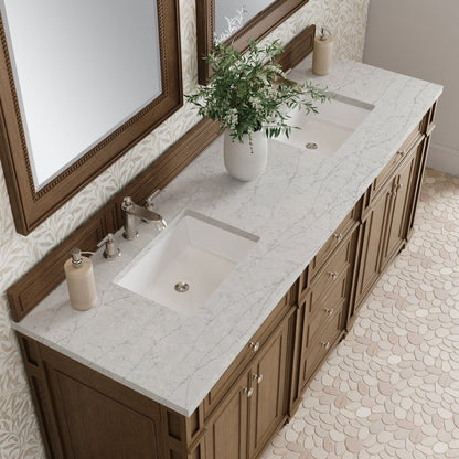 James Martin - Bristol 72" Double Vanity, Saddle Brown w/ 3 CM Eternal Jasmine Pearl Silestone Top - 157-V72-SBR-3EJP view 6
