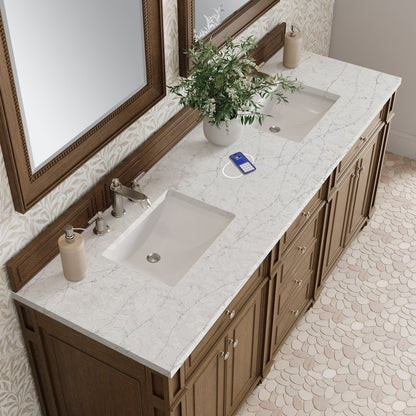 James Martin - Bristol 72" Double Vanity, Saddle Brown w/ 3 CM Eternal Jasmine Pearl Silestone Top w/FreePower Wireless Charger - 157-V72-SBR-FEJP view 8