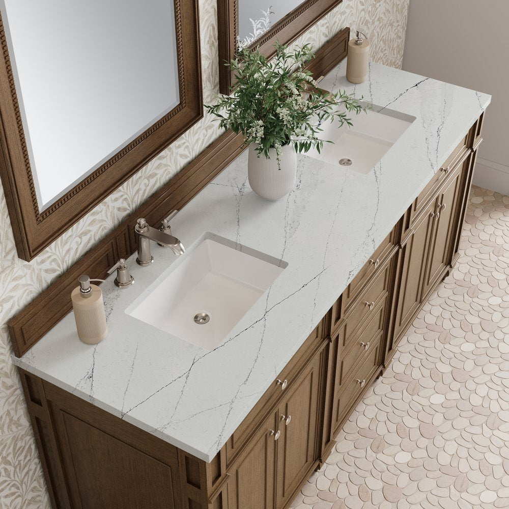 James Martin - Bristol 72" Double Vanity, Saddle Brown w/ 3 CM Ethereal Noctis Silestone Top - 157-V72-SBR-3ENC view 5