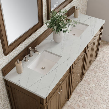 James Martin - Bristol 72" Double Vanity, Saddle Brown w/ 3 CM Ethereal Noctis Silestone Top - 157-V72-SBR-3ENC view 5