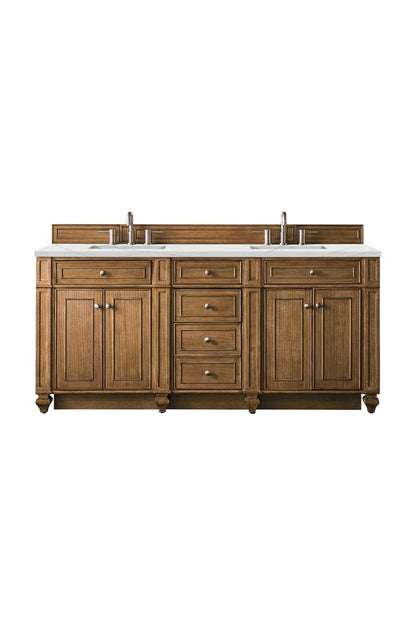 James Martin - Bristol 72" Double Vanity, Saddle Brown w/ 3 CM Ethereal Noctis Silestone Top w/FreePower Wireless Charger - 157-V72-SBR-FENC view 1