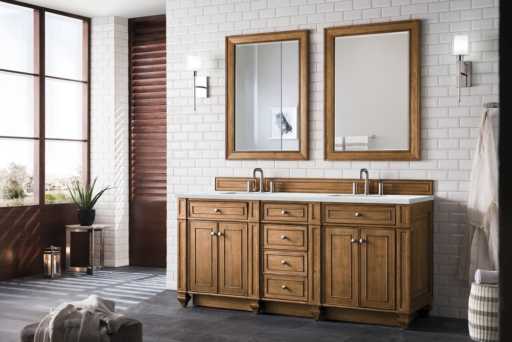 James Martin - Bristol 72" Double Vanity, Saddle Brown w/ 3 CM Ethereal Noctis Silestone Top w/FreePower Wireless Charger - 157-V72-SBR-FENC view 4