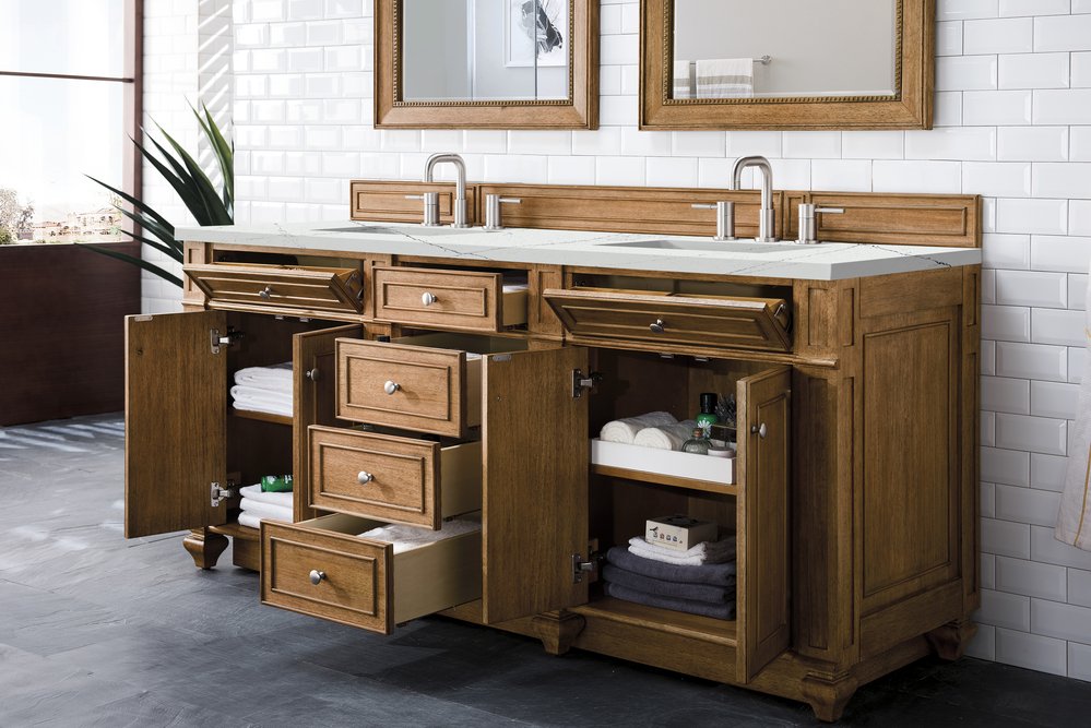 James Martin - Bristol 72" Double Vanity, Saddle Brown w/ 3 CM Ethereal Noctis Silestone Top w/FreePower Wireless Charger - 157-V72-SBR-FENC view 5