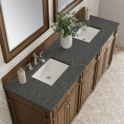 James Martin - Bristol 72" Double Vanity, Saddle Brown w/ 3 CM Parisien Bleu Silestone Top - 157-V72-SBR-3PBL view 6