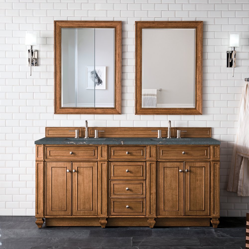 James Martin - Bristol 72" Double Vanity, Saddle Brown w/ 3 CM Parisien Bleu Silestone Top w/FreePower Wireless Charger - 157-V72-SBR-FPBL view 3