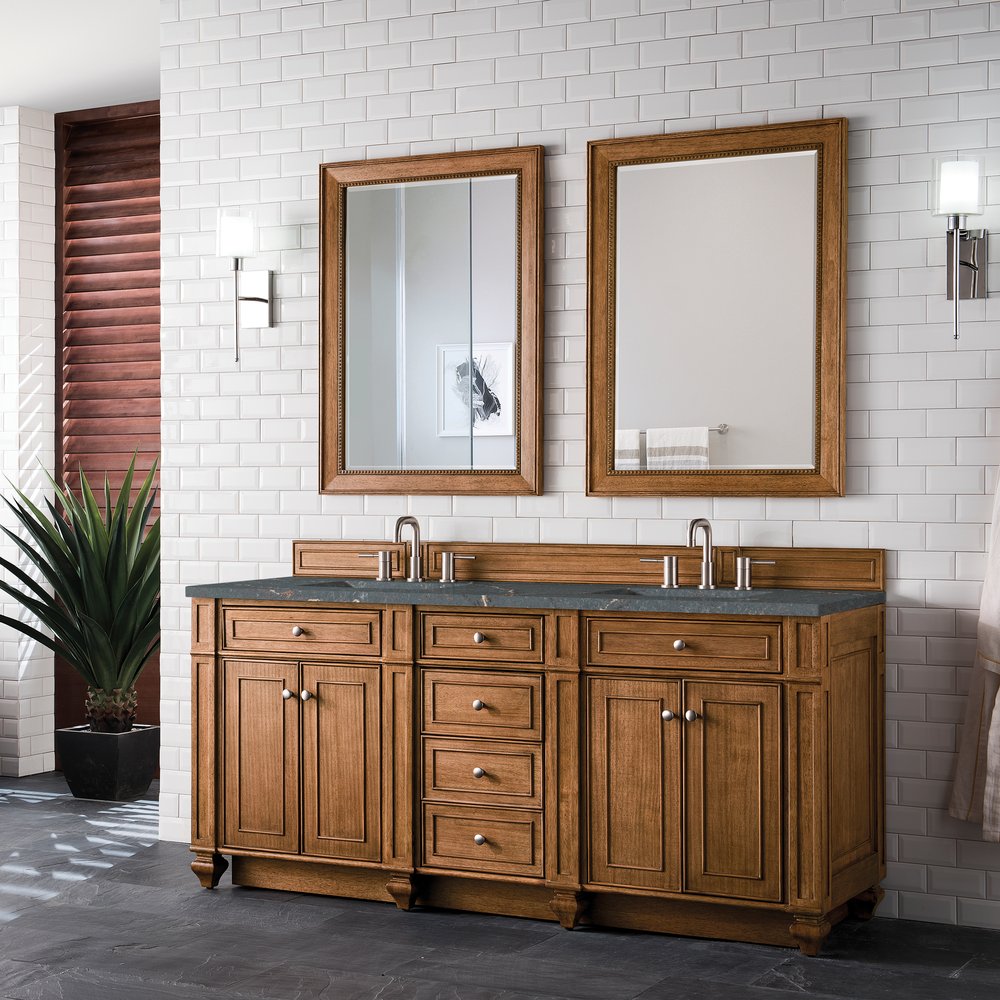 James Martin - Bristol 72" Double Vanity, Saddle Brown w/ 3 CM Parisien Bleu Silestone Top w/FreePower Wireless Charger - 157-V72-SBR-FPBL view 4
