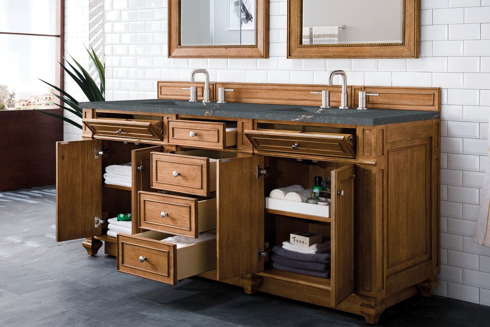 James Martin - Bristol 72" Double Vanity, Saddle Brown w/ 3 CM Parisien Bleu Silestone Top w/FreePower Wireless Charger - 157-V72-SBR-FPBL view 5