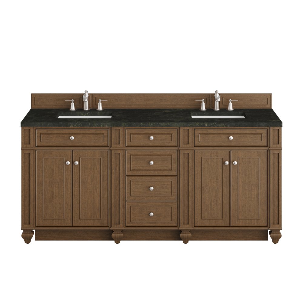 James Martin - Bristol 72" Double Vanity, Saddle Brown, w/ 3 CM Phantome Eclos Top - 157-V72-SBR-3PHT view 1