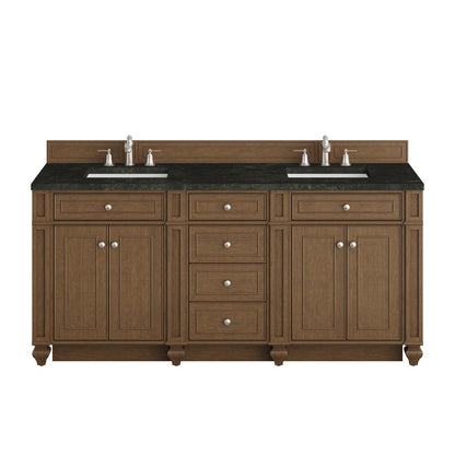 James Martin - Bristol 72" Double Vanity, Saddle Brown, w/ 3 CM Phantome Eclos Top - 157-V72-SBR-3PHT view 1